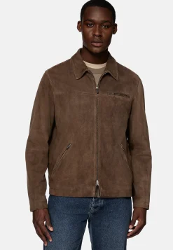 Boggi Milano Blouson Aviateur En Daim Véritable