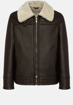 Boggi Milano Bomber En Cuir Véritable Et Peau De Mouton Retournée