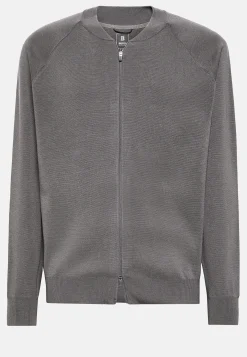 Boggi Milano Bomber Tech Gris Foncé En Maille De Laine Mérinos