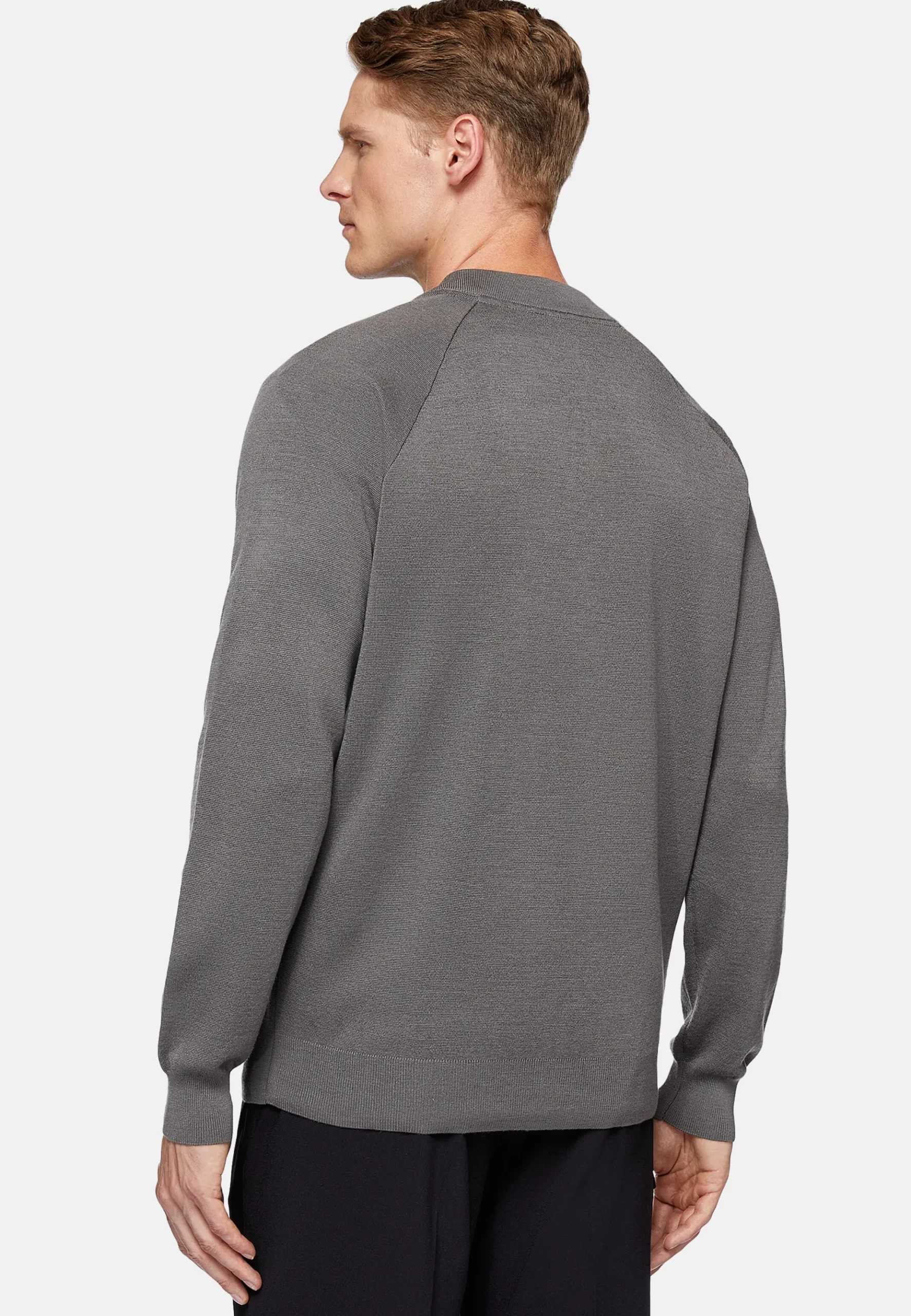 Boggi Milano Bomber Tech Gris Foncé En Maille De Laine Mérinos