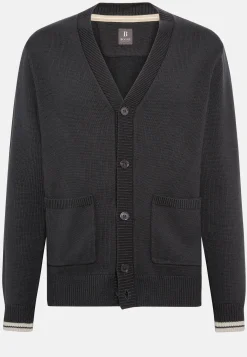 Boggi Milano Cardigan Anthracite En Laine De Coton Bio