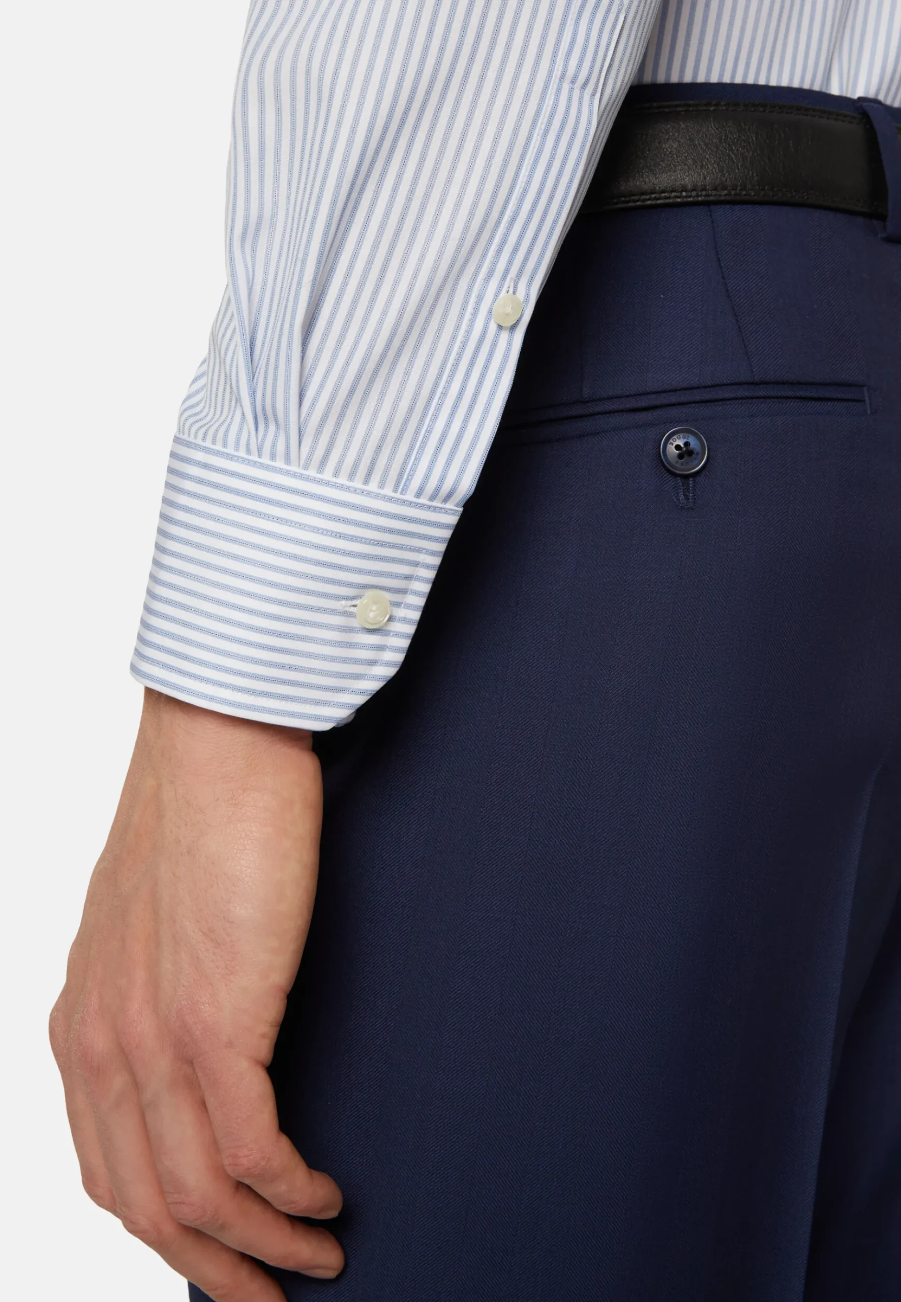 Boggi Milano Chemise À Rayures Bleu Ciel En Coton Slim Fit