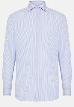 Boggi Milano Chemise À Rayures Bleu Ciel En Coton Dobby Slim Fit