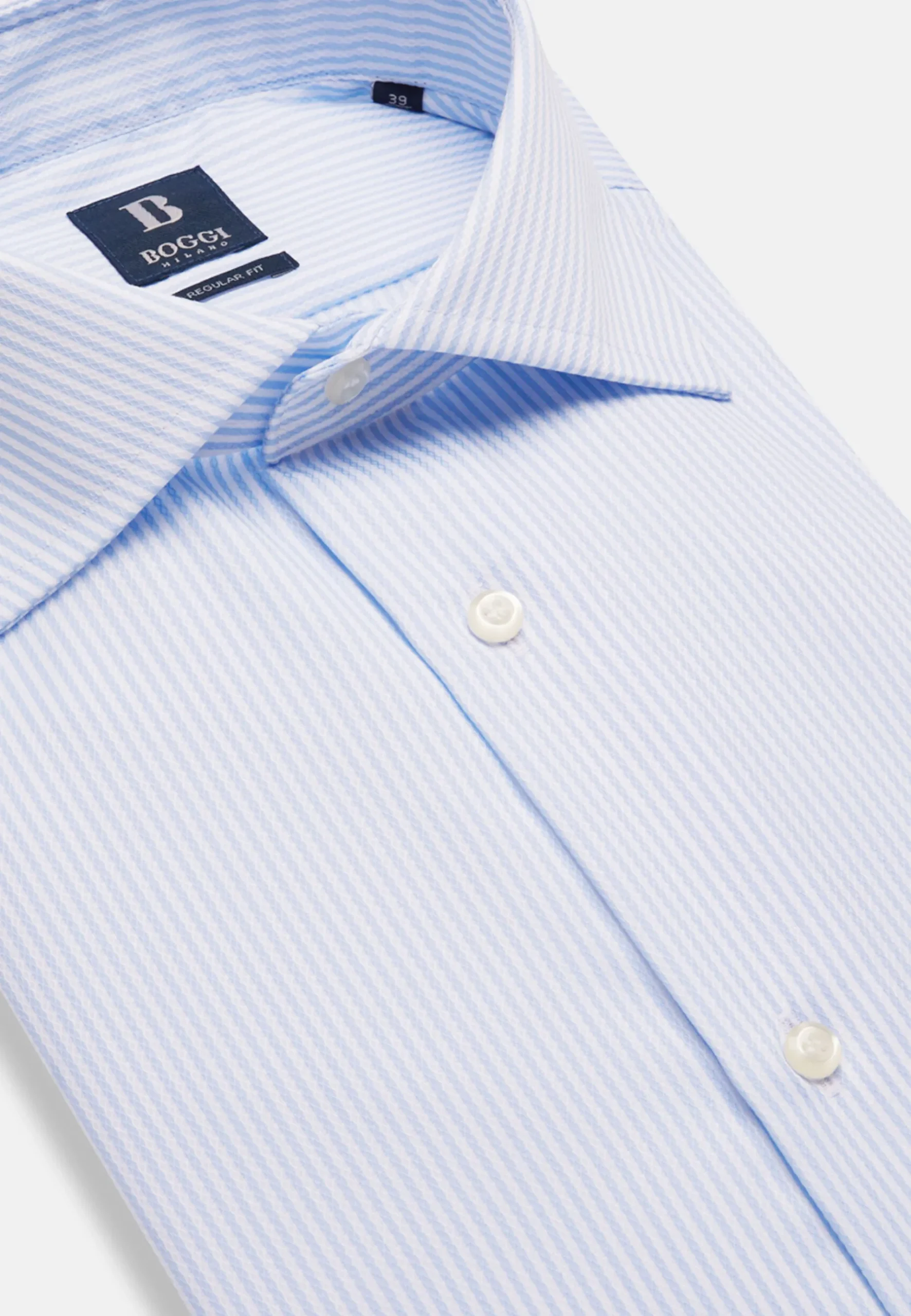 Boggi Milano Chemise À Rayures En Coton Dobby Regular Fit