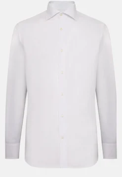 Boggi Milano Chemise Blanche En Coton Dobby Regular Fit