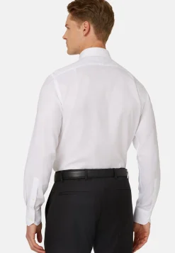 Boggi Milano Chemise Blanche En Coton Dobby Regular Fit