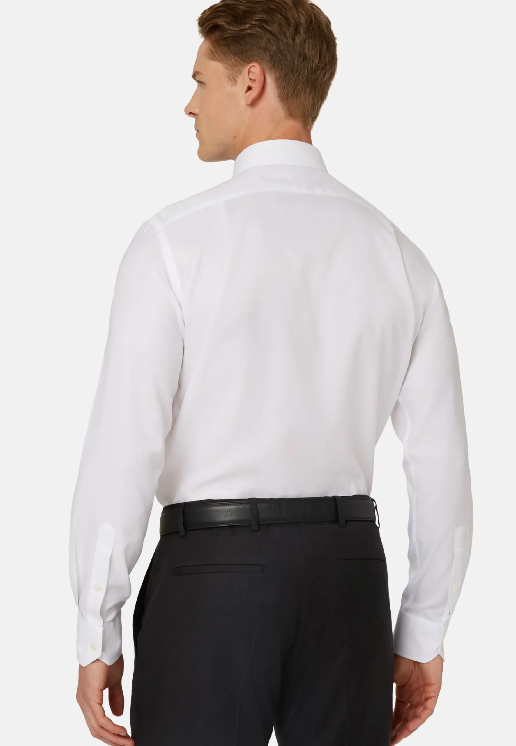 Boggi Milano Chemise Blanche En Coton Dobby Regular Fit