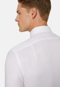Boggi Milano Chemise Blanche En Coton Dobby Regular Fit