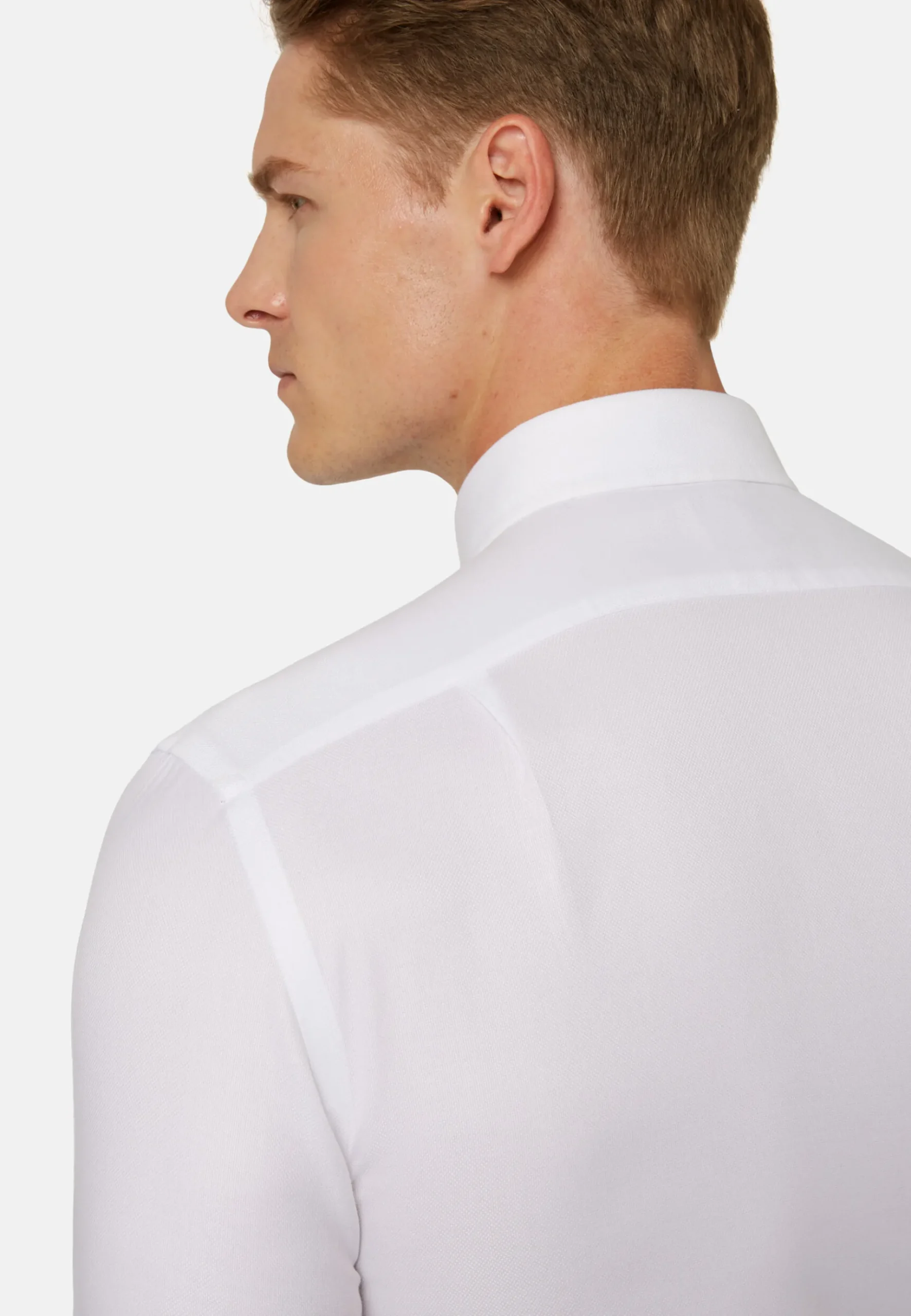 Boggi Milano Chemise Blanche En Coton Dobby Regular Fit