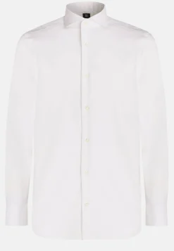 Boggi Milano Chemise Blanche Pin Point En Coton Slim Fit