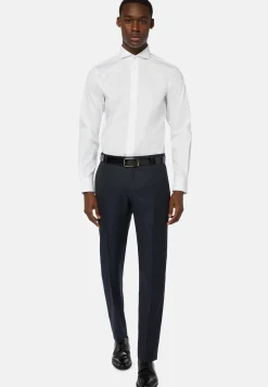 Boggi Milano Chemise Blanche Pin Point En Coton Regular Fit