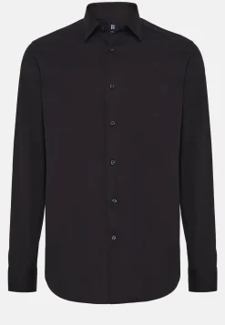 Boggi Milano Chemise Bleu Marine En Coton Extensible Slim Fit