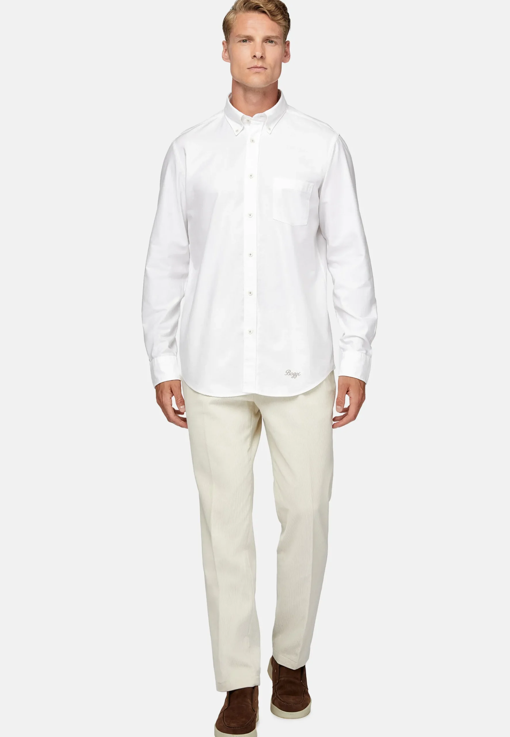Boggi Milano Chemise En Coton Oxford Bio Coupe Droite