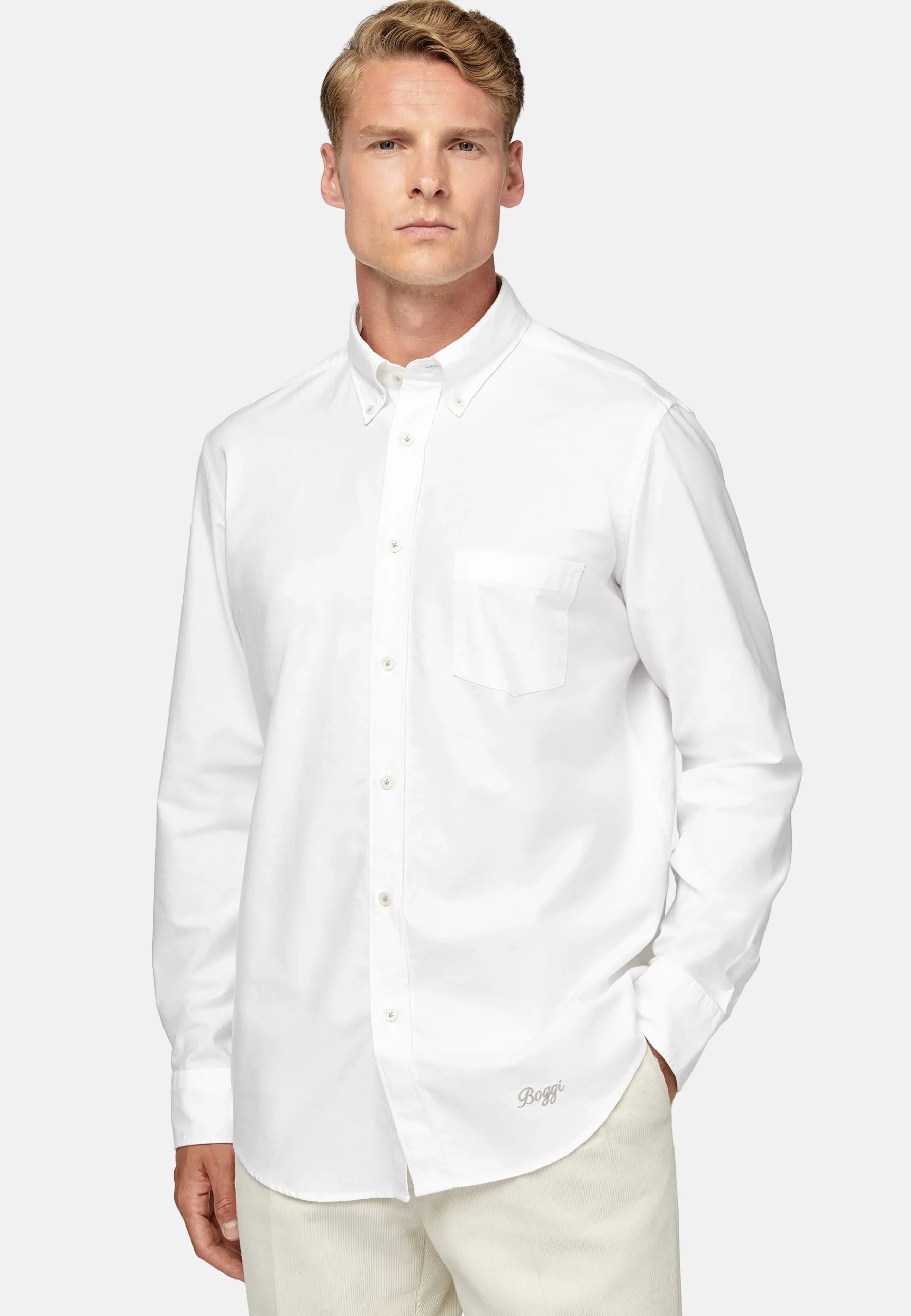 Boggi Milano Chemise En Coton Oxford Bio Coupe Droite