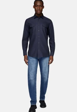 Boggi Milano Chemise En Flanelle De Coton Tencel Regular Fit