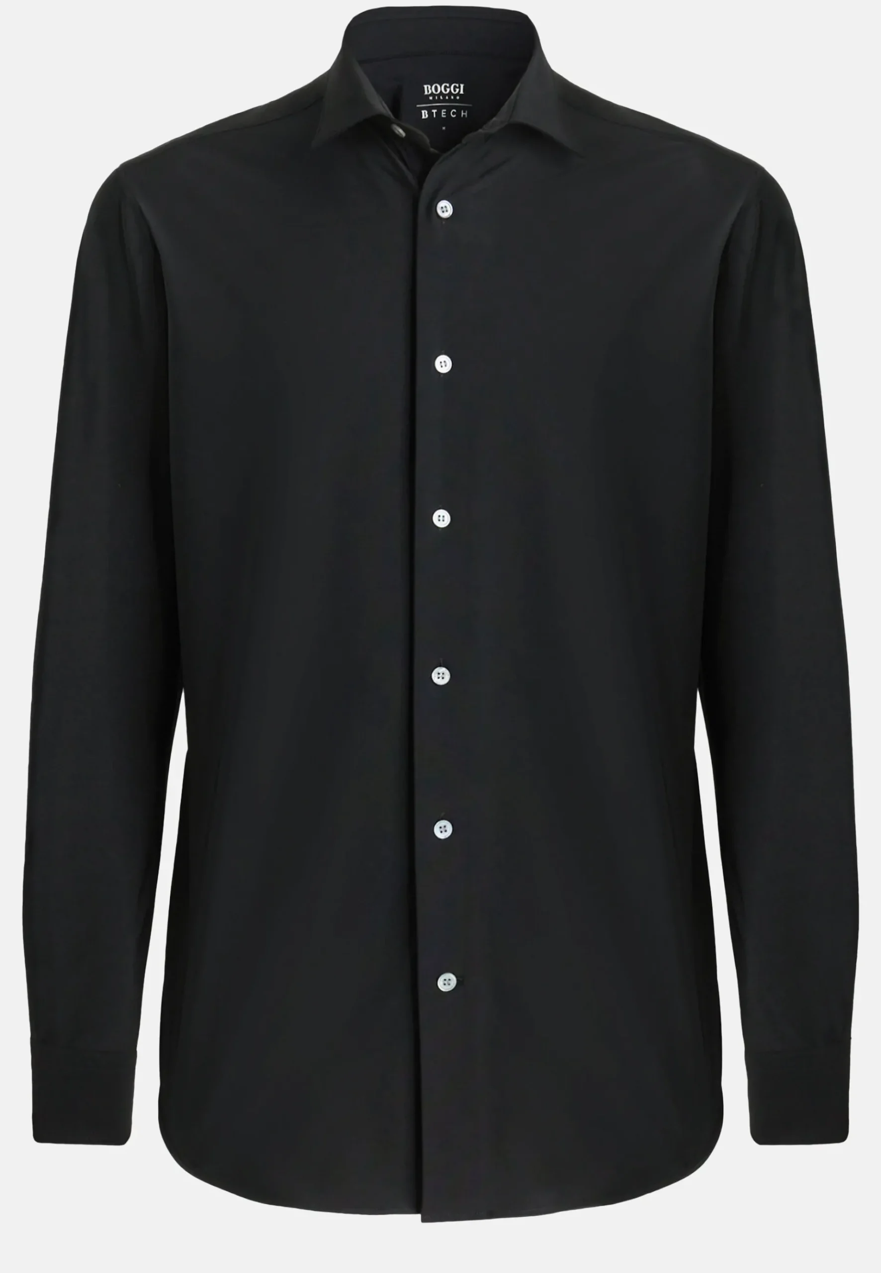 Boggi Milano Chemise Noire En Nylon Stretch Slim Fit
