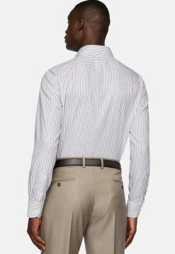 Boggi Milano Chemise Rayée En Coton Dobby Regular Fit