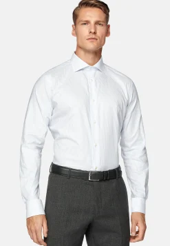 Boggi Milano Chemise Rayée En Coton Dobby Regular Fit