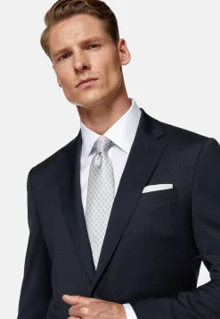 Boggi Milano Costume Bleu À Rayures En Laine Extensible