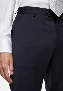 Boggi Milano Costume Bleu À Rayures En Laine Extensible