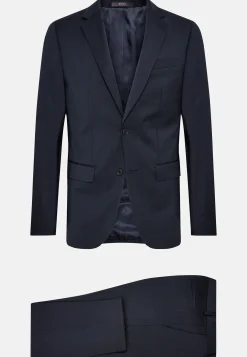 Boggi Milano Costume Bleu À Rayures En Laine Extensible