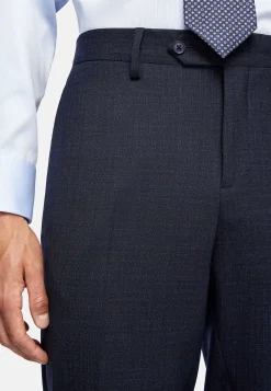 Boggi Milano Costume Bleu Marine À Micromotif En Laine