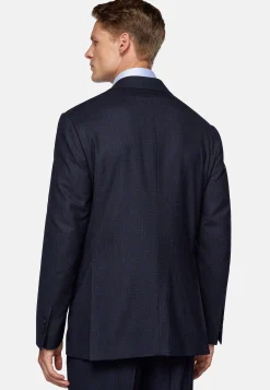 Boggi Milano Costume Bleu Marine À Micromotif En Laine