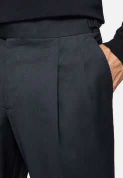 Boggi Milano Costume Bleu Marine En Laine Extensible