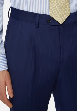 Boggi Milano Costume Bleu Roi À Fines Rayures En Pure Laine Super 130