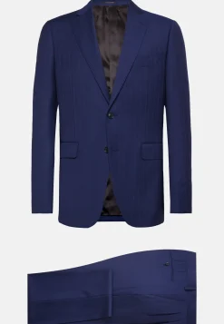Boggi Milano Costume Bleu Roi À Fines Rayures En Pure Laine Super 130