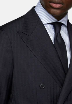 Boggi Milano Costume Croisé À Chevrons En Pure Laine