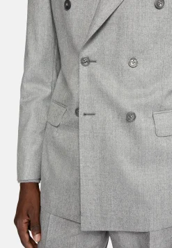 Boggi Milano Costume Croisé Gris Clair En Pure Laine