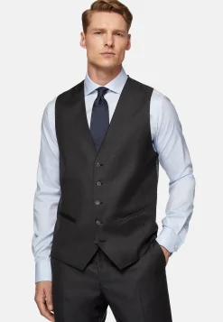 Boggi Milano Gilet Bleu Marine En Sergé De Laine