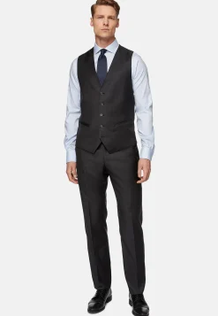 Boggi Milano Gilet Bleu Marine En Sergé De Laine