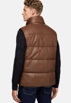 Boggi Milano Gilet En Cuir Véritable Rembourré En Plume