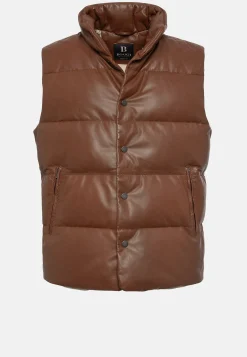Boggi Milano Gilet En Cuir Véritable Rembourré En Plume