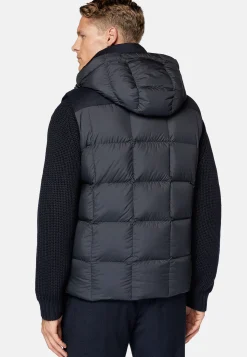 Boggi Milano Gilet En Flanelle Rembourré De Plumes À Capuche