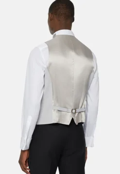 Boggi Milano Gilet Gris Perle En Laine Mélangée