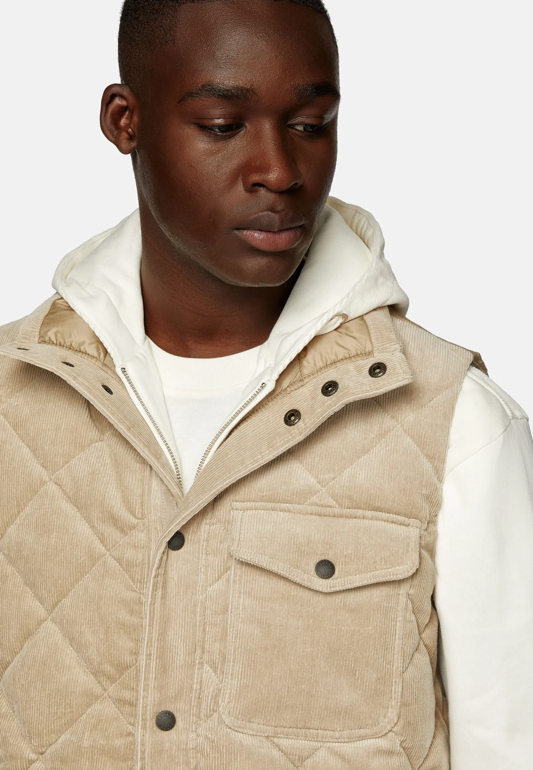 Boggi Milano Gilet Rembourré En Velours De Coton