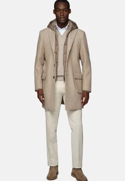 Boggi Milano Manteau Avec Capuche En Laine Mélangée