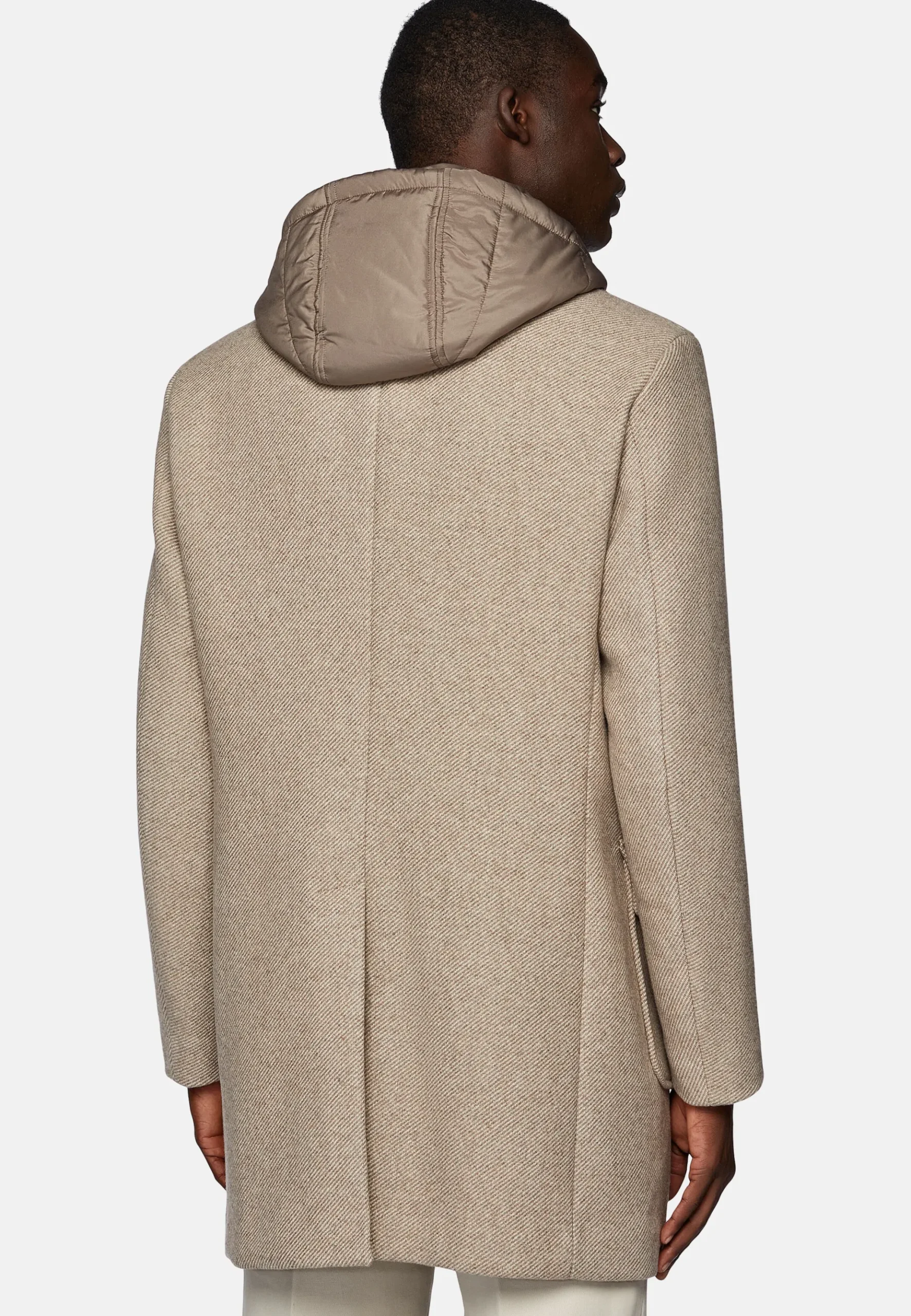 Boggi Milano Manteau Avec Capuche En Laine Mélangée