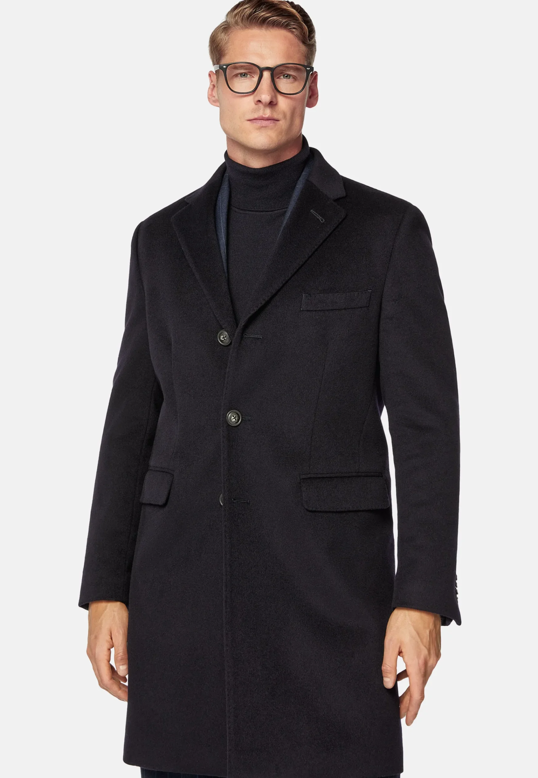 Boggi Milano Manteau Droit En Cachemire Mélangé