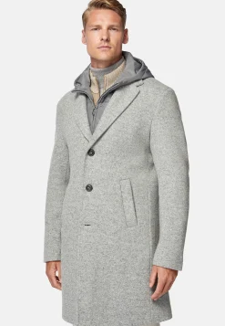 Boggi Milano Manteau En Jersey De Laine Avec Plastron