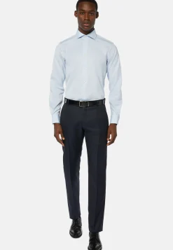 Boggi Milano Pantalon Bleu Marine En Laine Super 130 Regular Fit