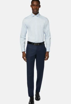 Boggi Milano Pantalon Oeil-de-perdrix En Laine Coupe Droite