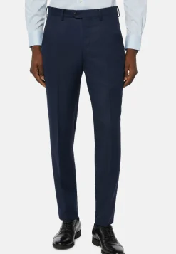 Boggi Milano Pantalon Oeil-de-perdrix En Laine Coupe Droite