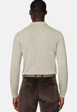 Boggi Milano Polo Maille Sable En Cachemire Mélangé