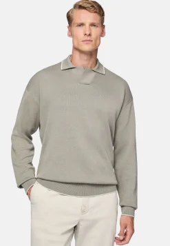 Boggi Milano Polo Taupe En Maille De Coton Bio Et Nylon