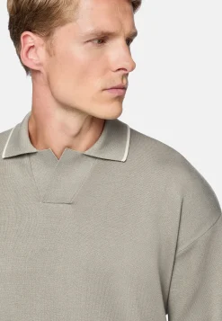 Boggi Milano Polo Taupe En Maille De Coton Bio Et Nylon