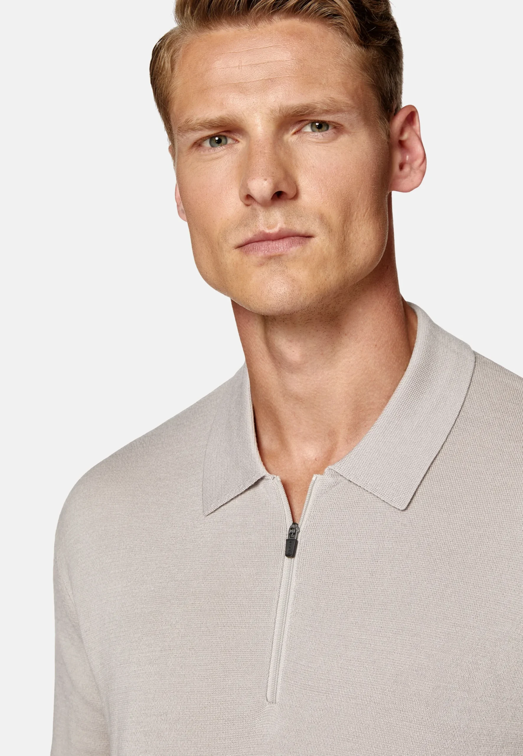 Boggi Milano Polo Tech Sable En Maille De Laine Mérinos